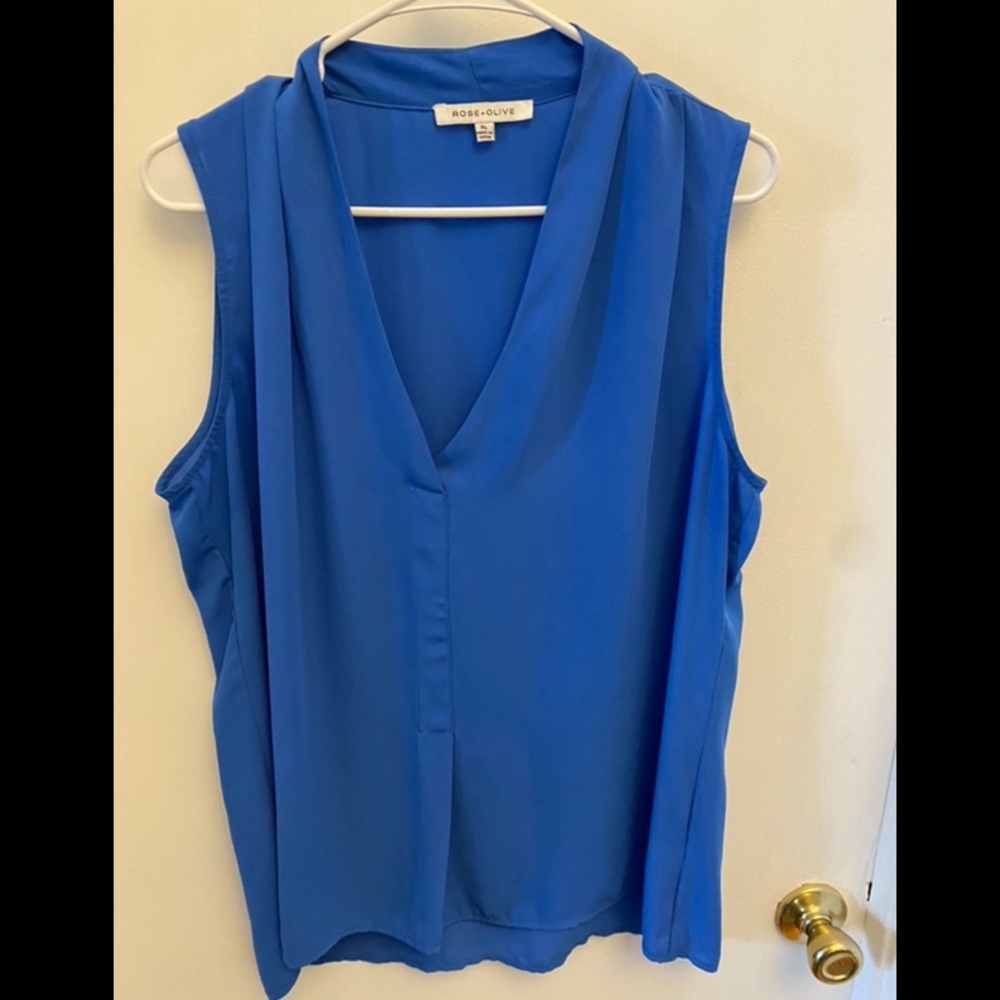 Blue sleeveless blouse